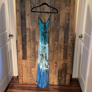 Boho tie-dye blue summer dress!